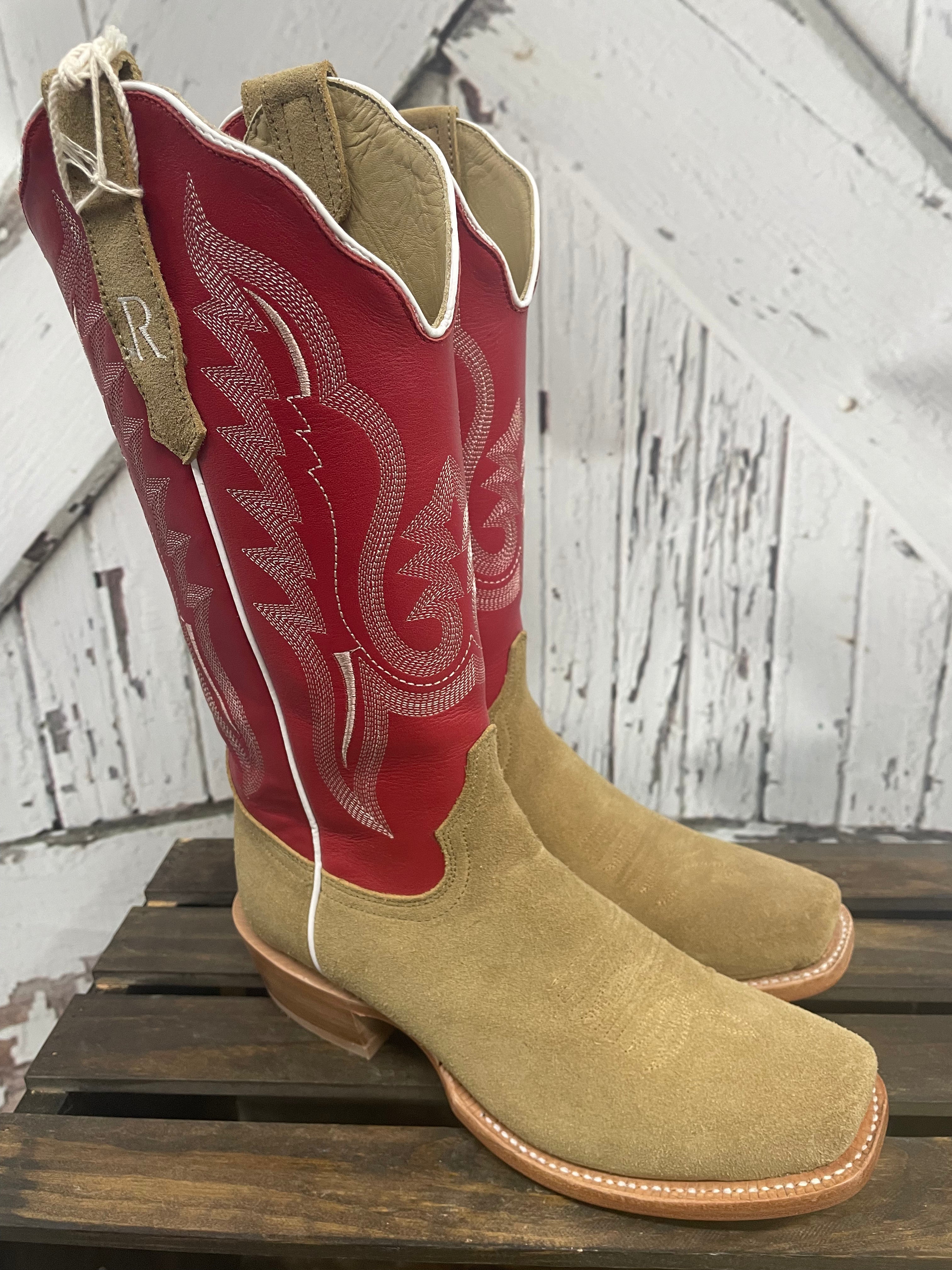 Watson_m Y3490-6 y3122-66 y2888-4 3点 R WATSON CHERRY RED SAND ROUGHOUT BOOT – Hitch'n Post