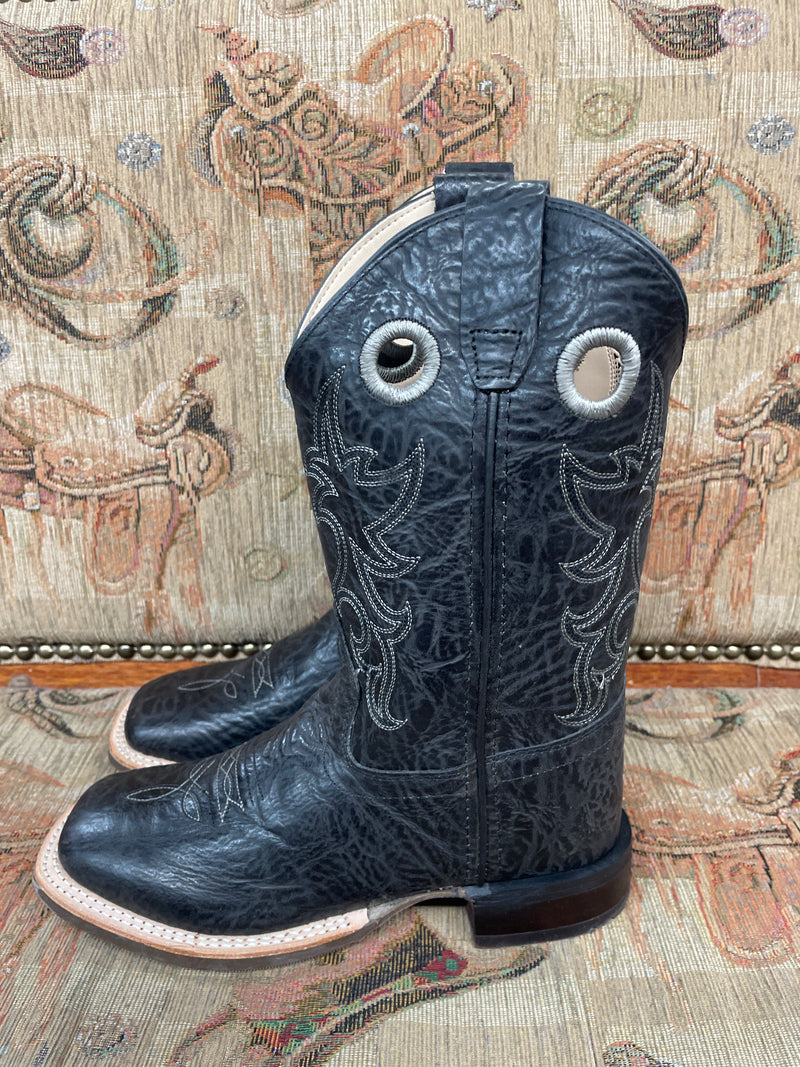 OLD WEST SOLID BLACK SQ TOE BOOT