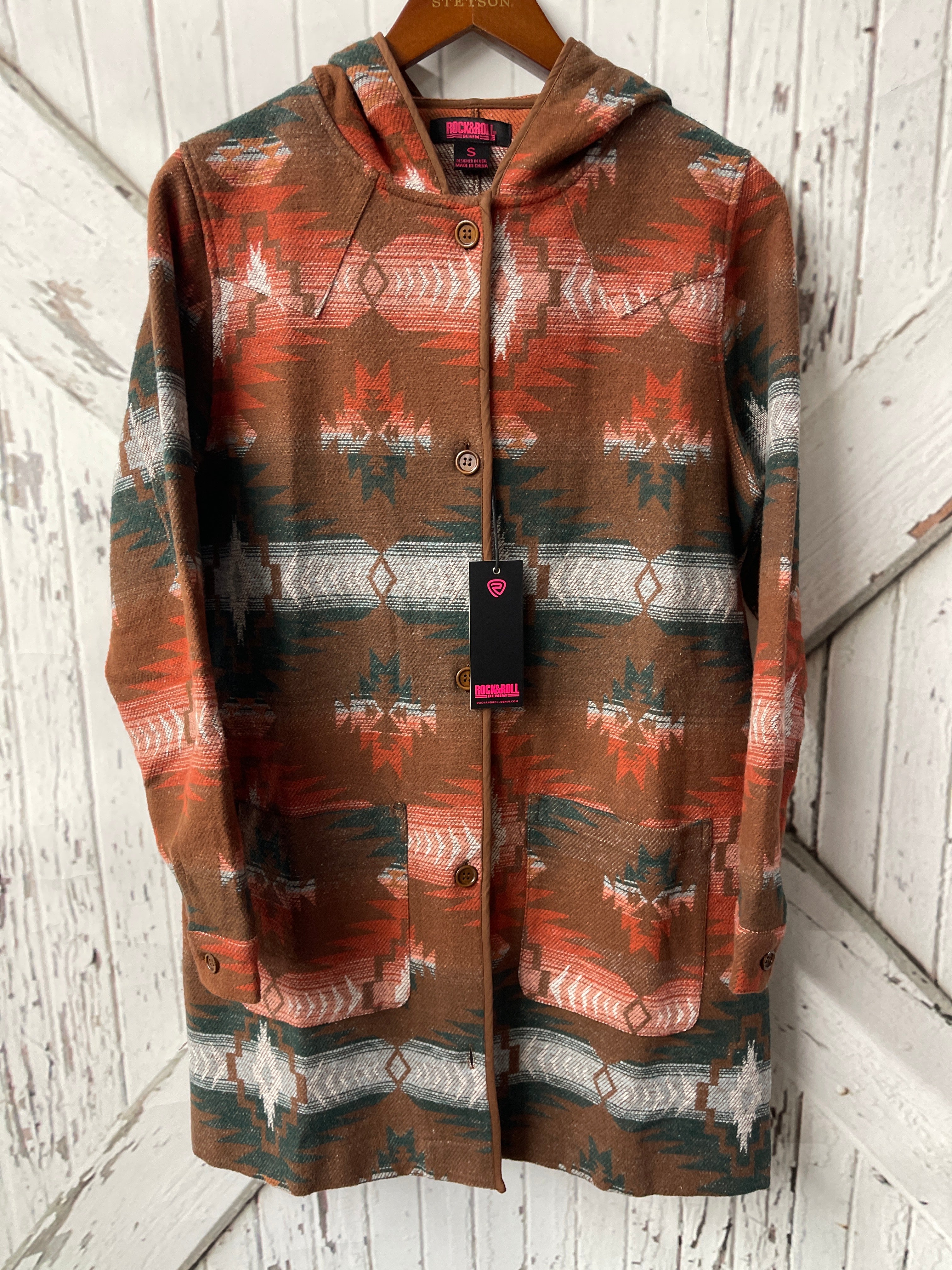 ROCK & ROLL AZTEC JACQUARD COAT W/HOOD – Hitch'n Post