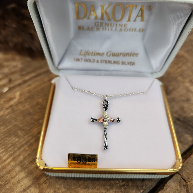 10KT GOLD STERLING SILVER CROSS