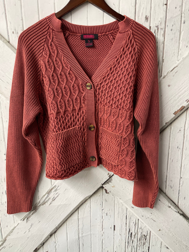 ROCK & ROLL CORD KNIT CARDIGAN SWEATER