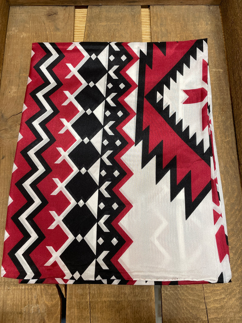 WT SOUTHWEST RED & BLACK SILK SCARF