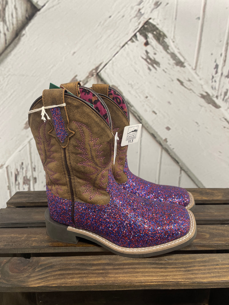 SMOKY MOUNTAIN "ARIEL" BOOTS-PURPLE GLITTER/BRN DISTRESS