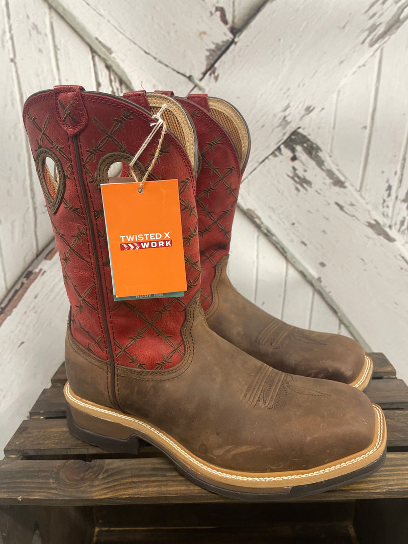 TWISTED X RED TOP ALLOY SQ TOE BOOT