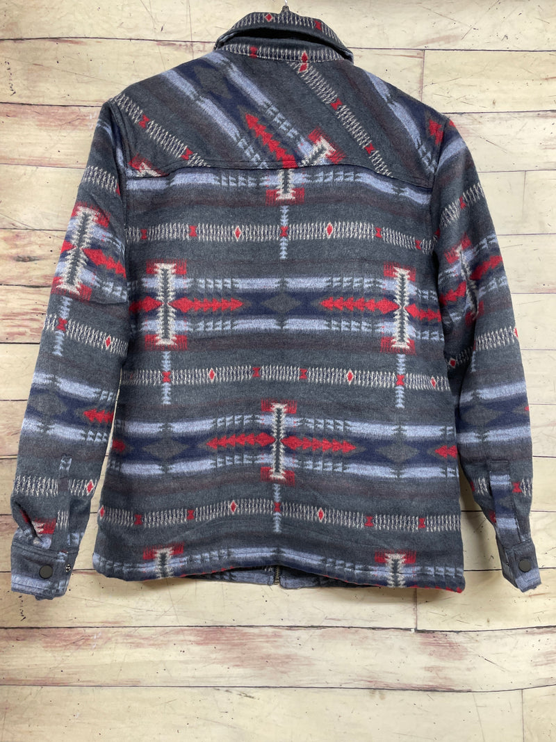 MENS BLUE AZTEC BRUSHED SHACKET