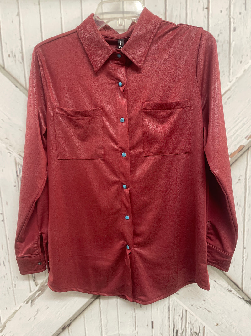 2 FLY BUTTON DOWN-BURGUNDY