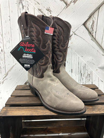ABILENE USA MADE GREY BROWN ROUND TOE BOOT