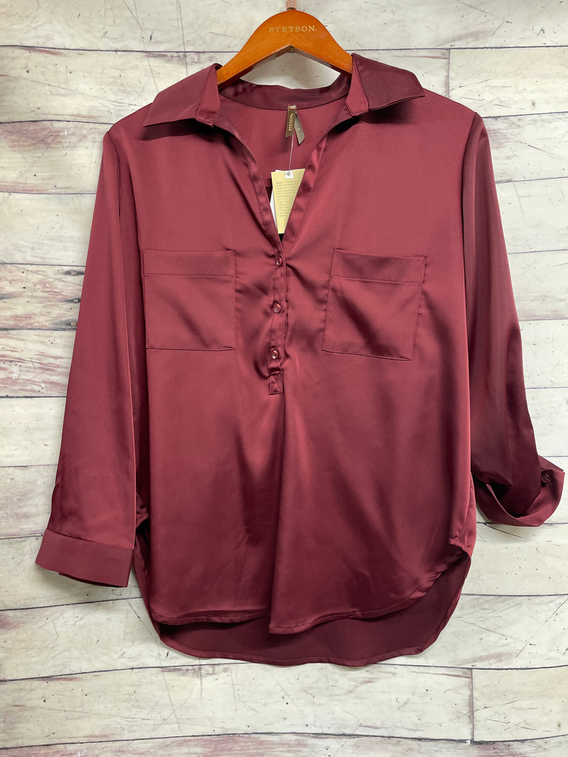 STETSON LONG SLEEVE SATIN BLOUSE