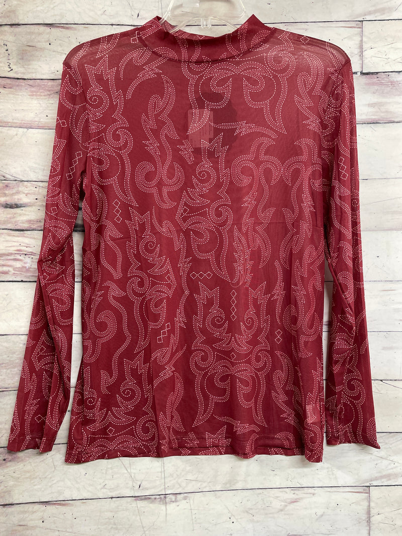 STERLING KREEK BONFIRE NIGHTS MAROON MESH TOP