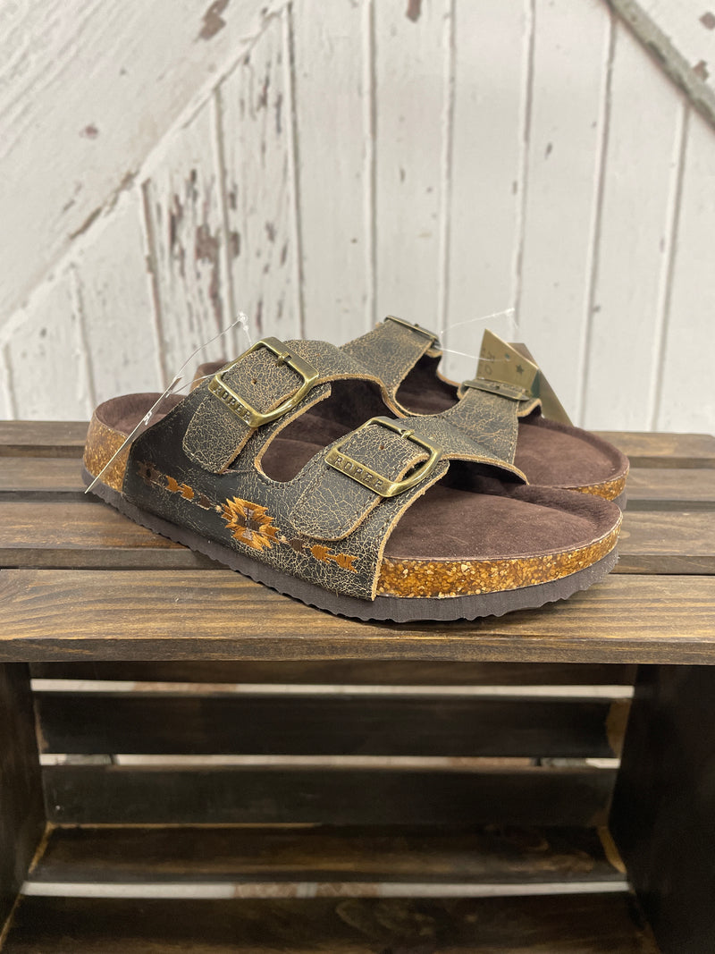 ROPER AZTEC STITCH LEATHER SANDALS