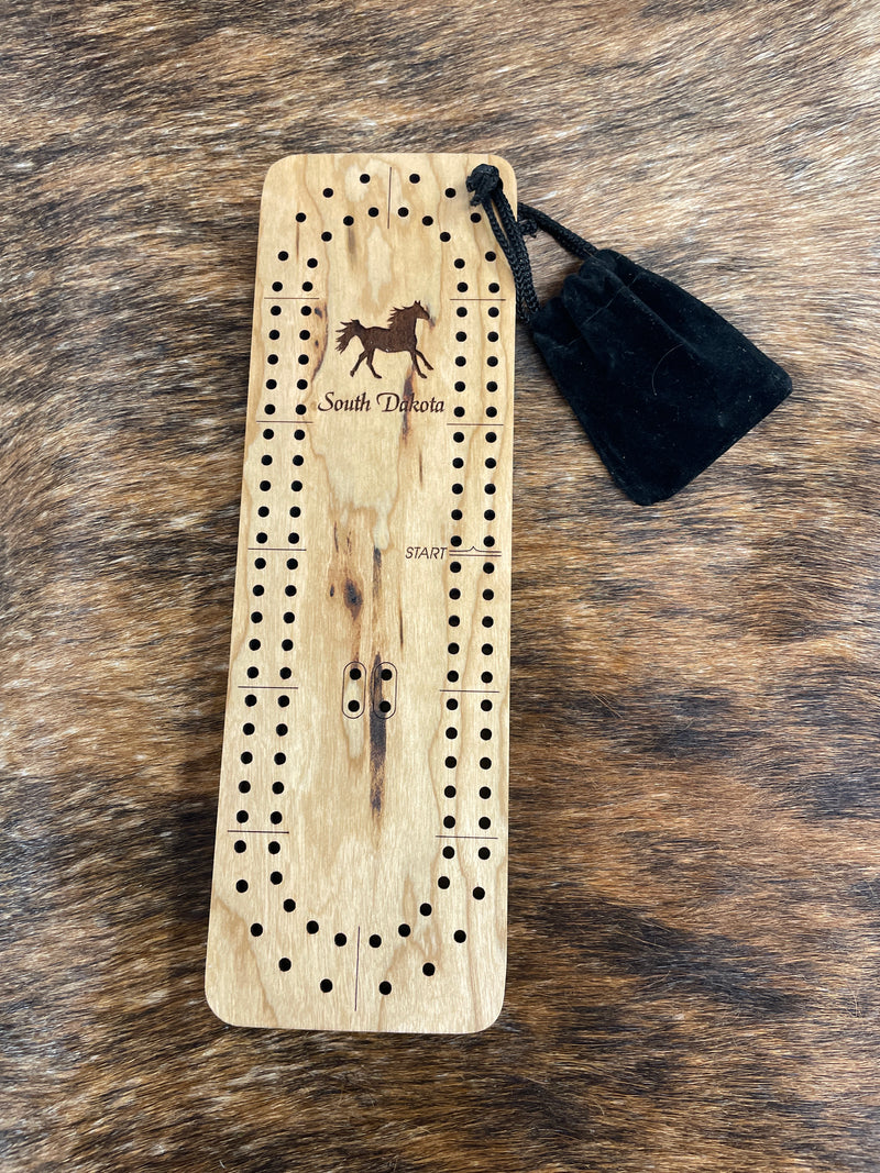 SD HORSE THEMED CRIBBAGE TRAVEL BOARD