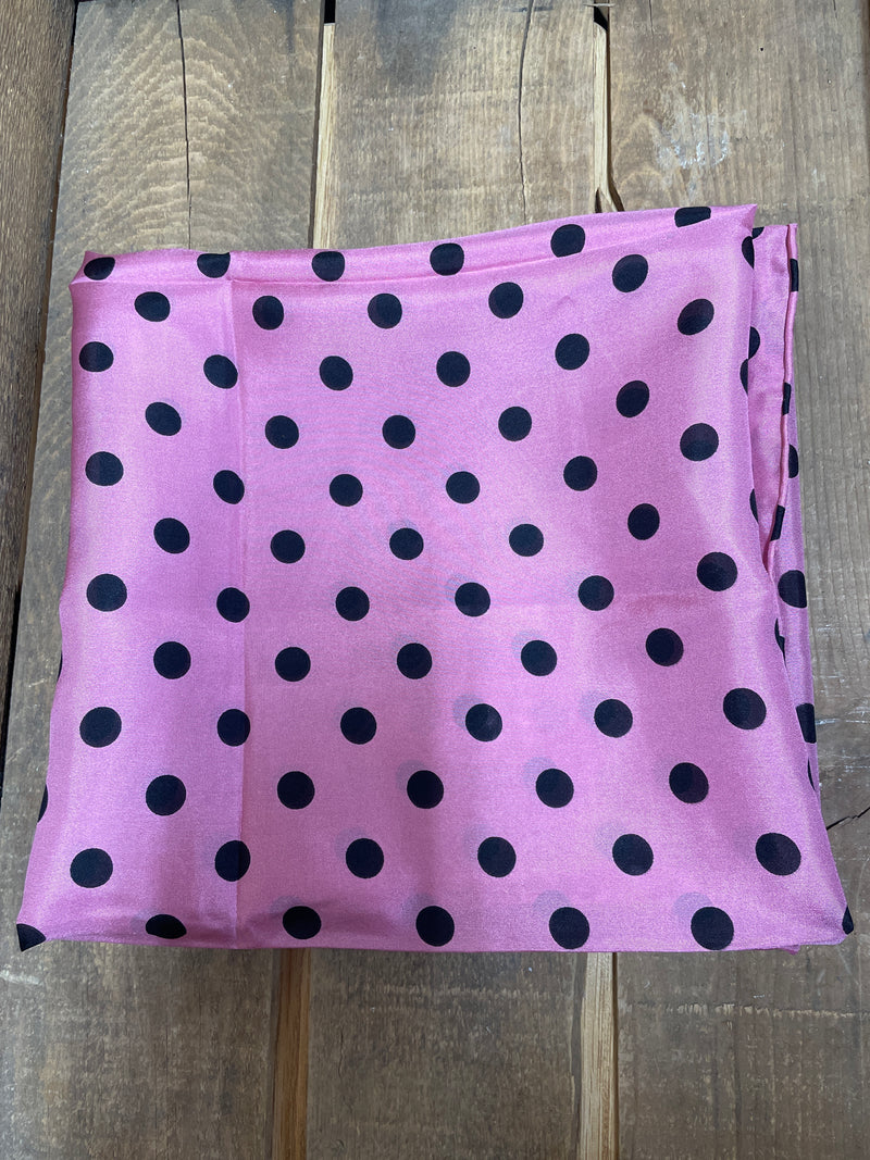 PINK POLKA DOT SILK SCARF