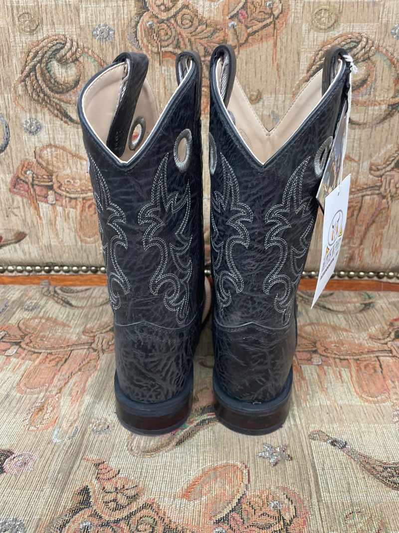 OLD WEST SOLID BLACK SQ TOE BOOT