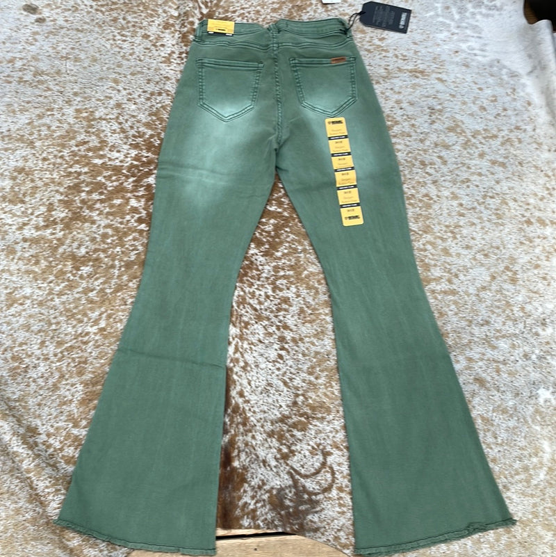 ARMY GREEN FLARE JEANS