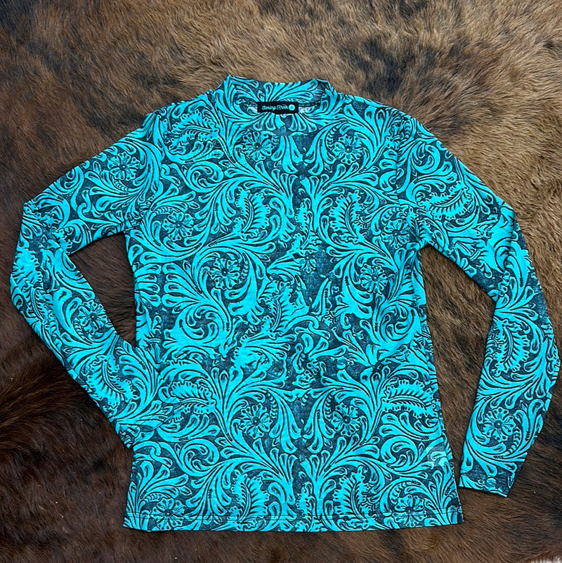 STERLING KREEK TOOLED IN TURQUOISE MESH