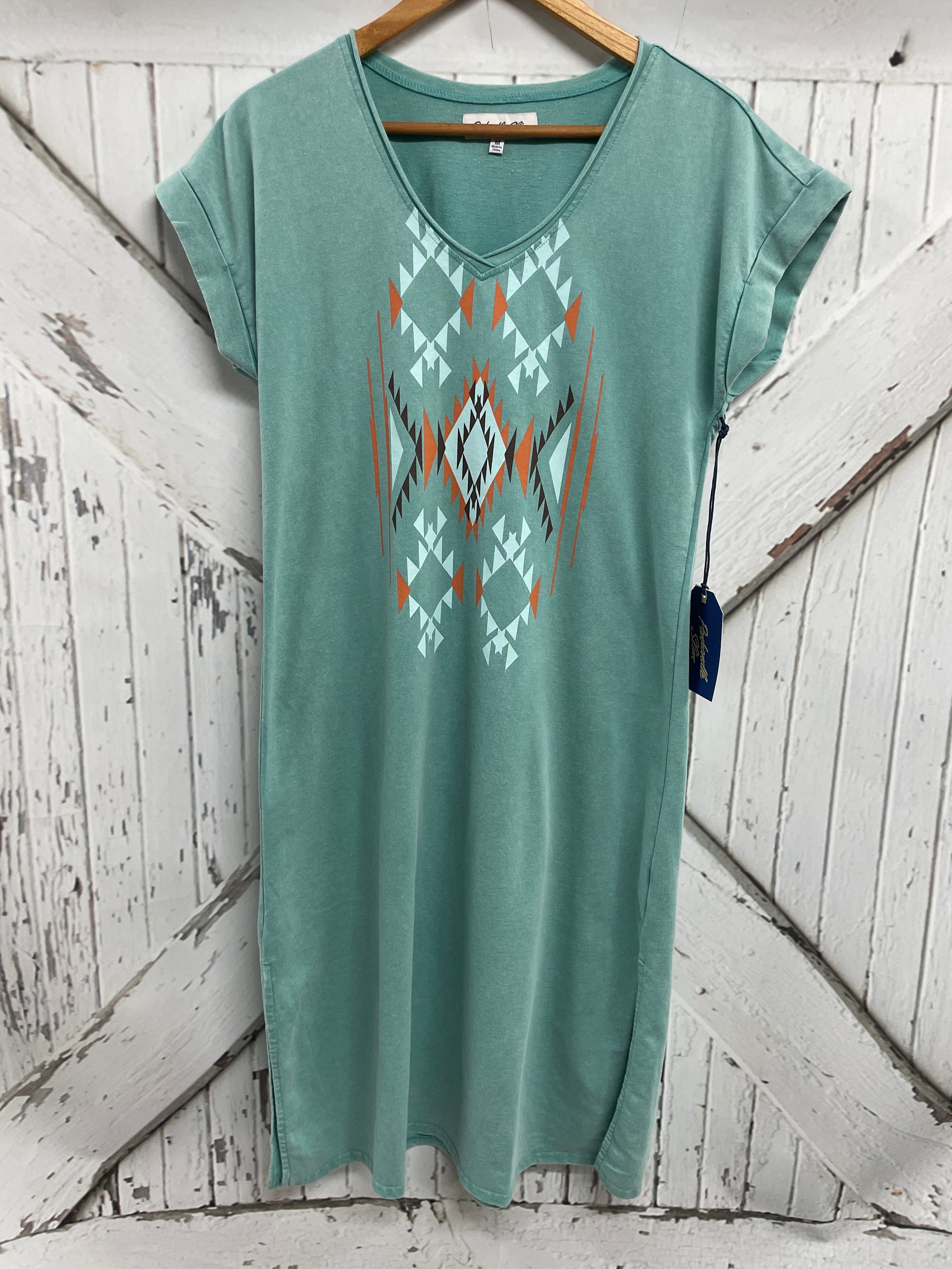 PANHANDLE SLIM SS V-NECK SOUTHWEST TEE DRESS – Hitch'n Post