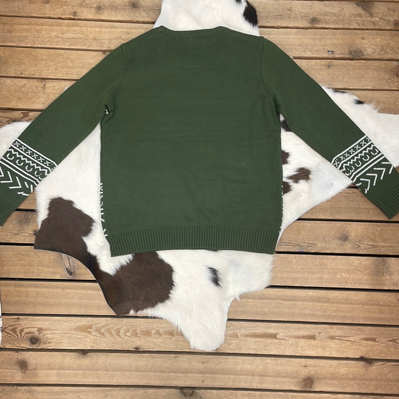 COTTON & RYE OLIVE LONGHORN SWEATER