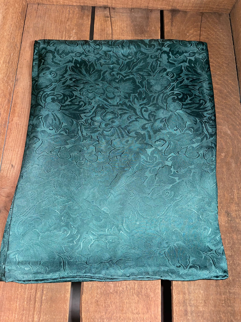 WT JACQUARD TEAL 100% SILK WILD RAG