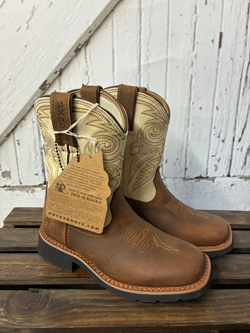 ROCKY 8" WESTERN BOOT -BRN/BONE