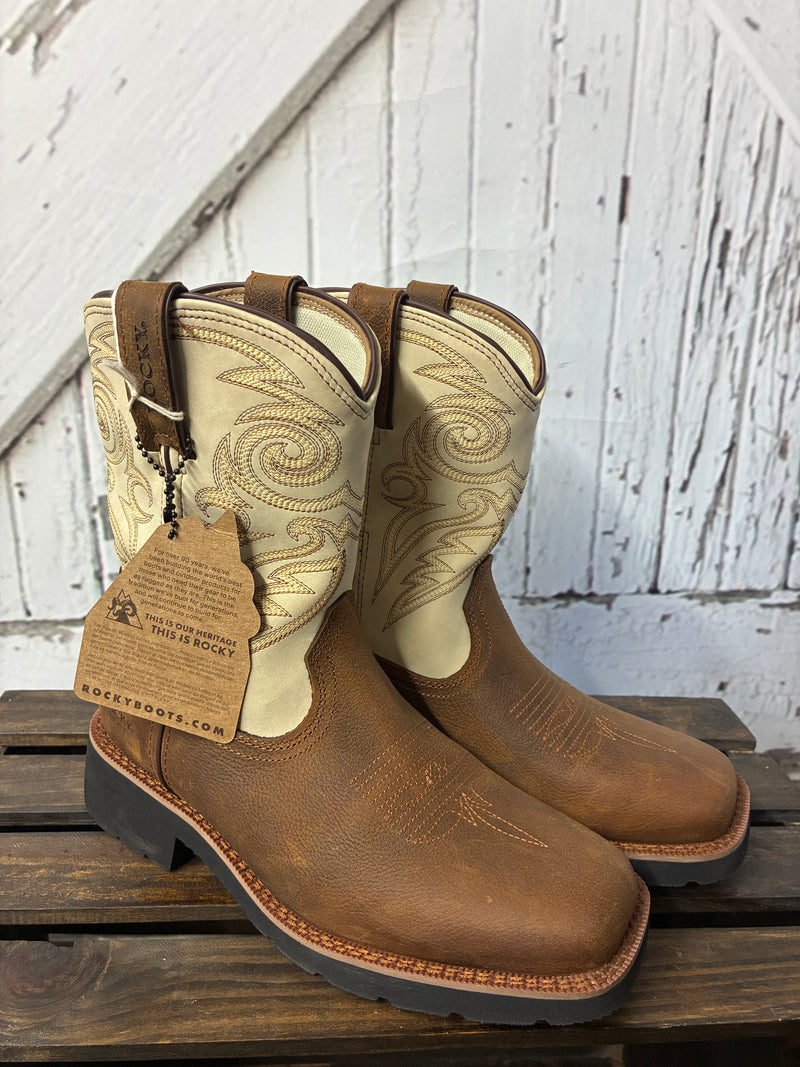 ROCKY 8" WESTERN BOOT -BRN/BONE