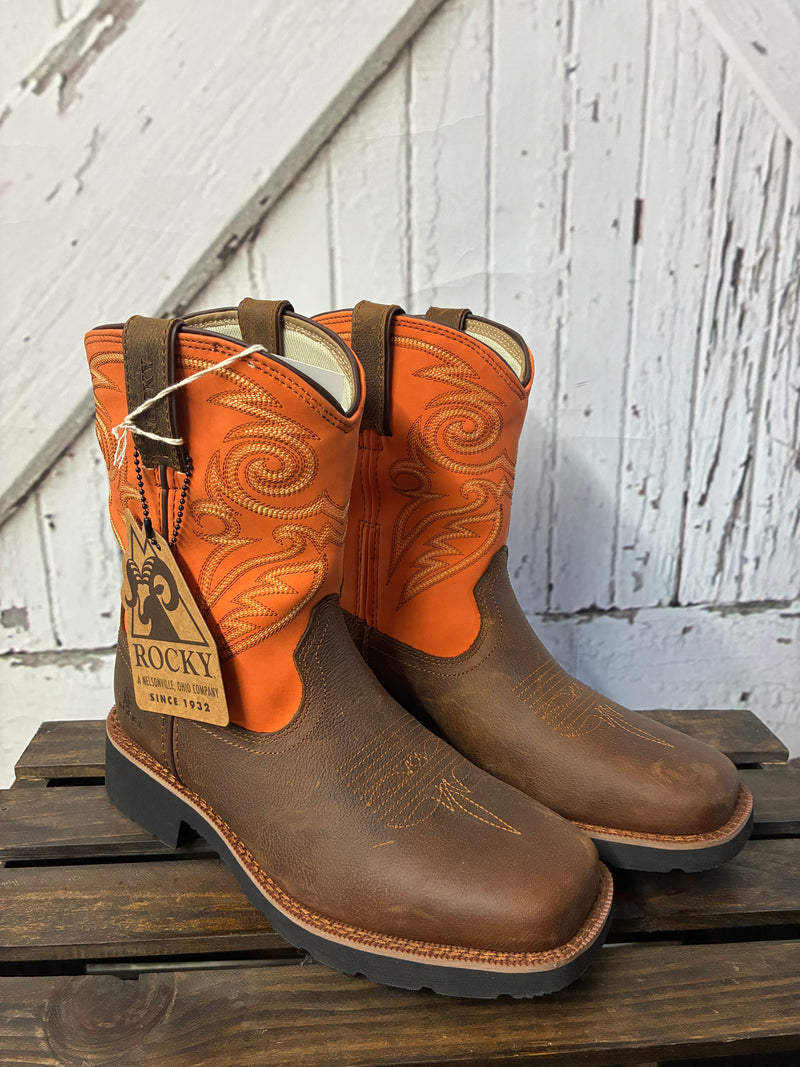 ROCKY 8" WESTERN BOOT-BRN/ORANGE