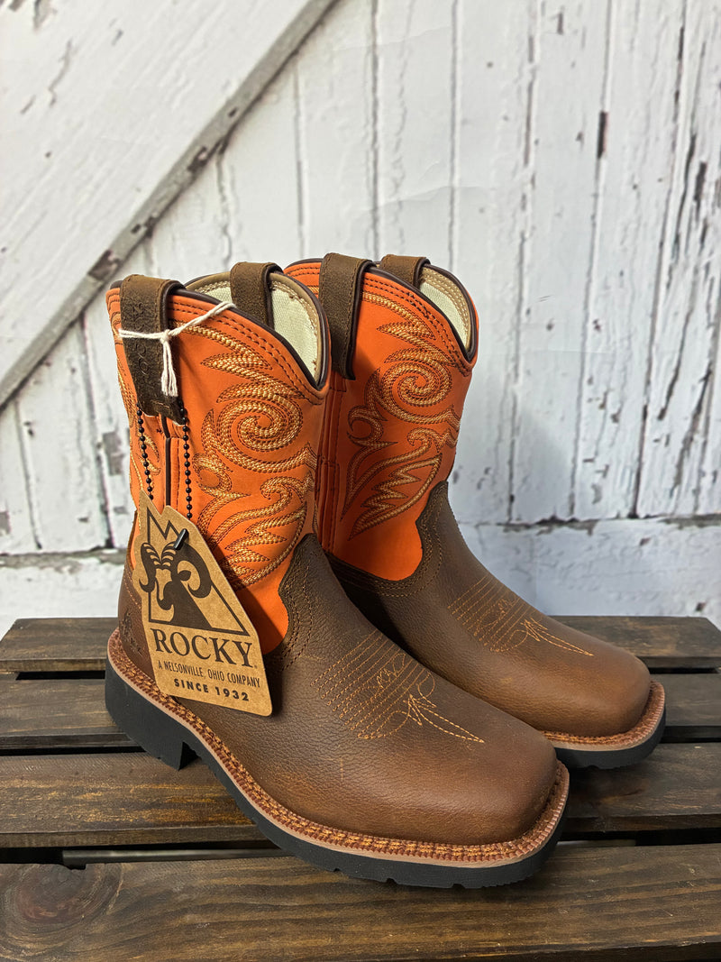 ROCKY 8" WESTERN BOOT-BRN/ORANGE