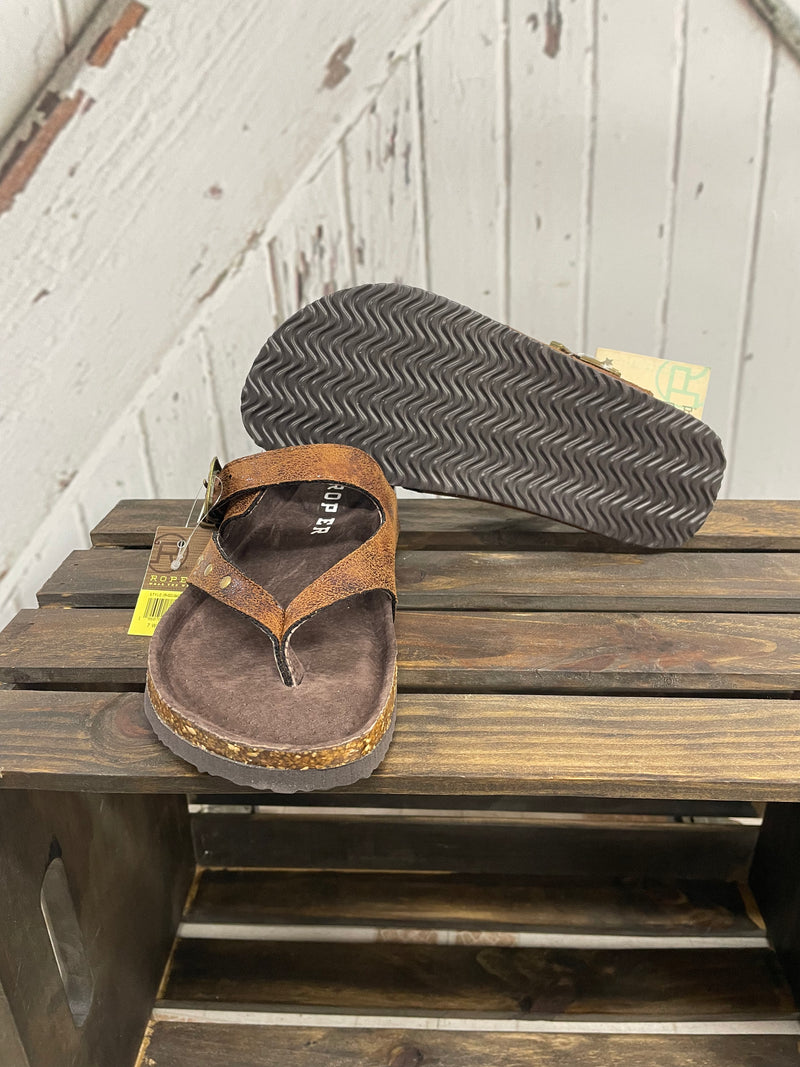 ROPER COGNAC LEATHER SANDALS