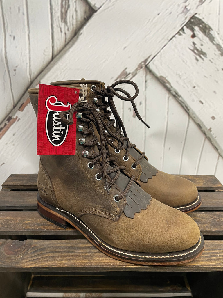 Mckean Justin Boot Laces JUSTIN MCKEAN KHAKI ROPER TOE LACE UP