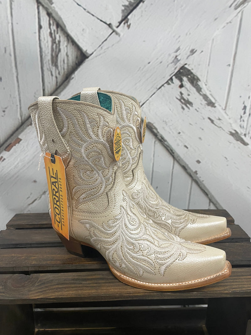 CORRAL EMBROIDERED BONE ANKLE BOOT