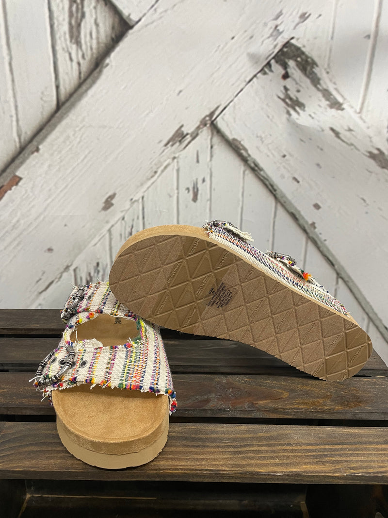 MINNETONKA GEORGINE SLIDE SANDALS-FIESTA STRIPE