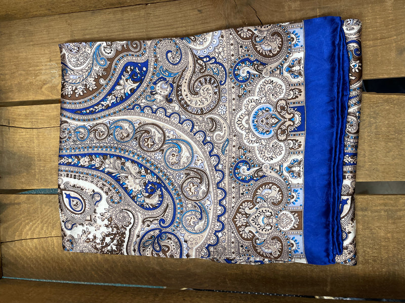 PAISLEY ROYAL/BROWN SILK SCARF