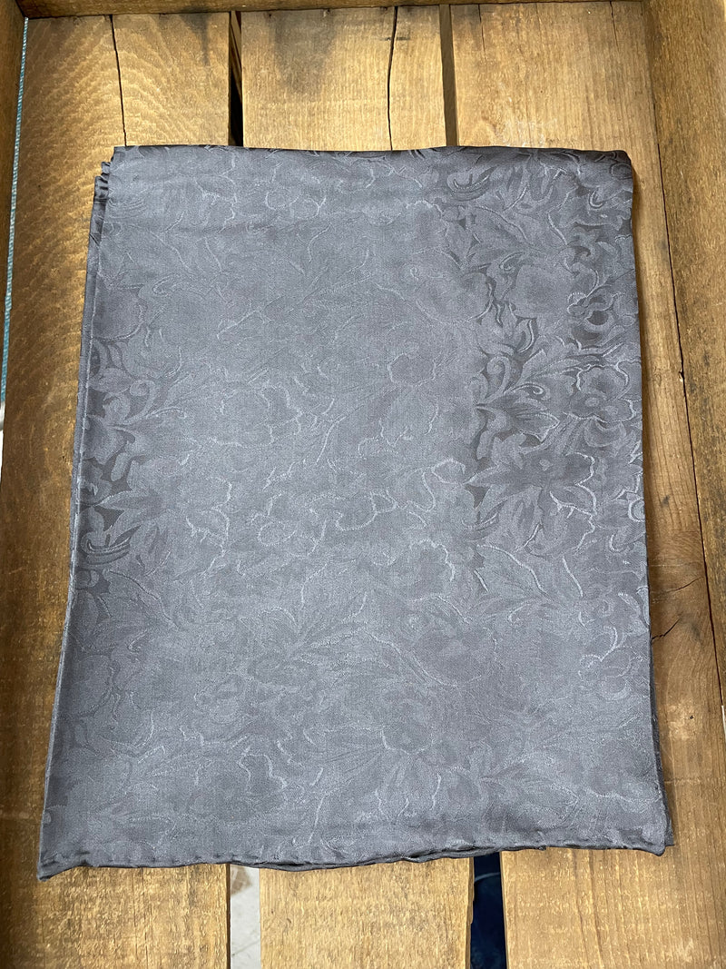 WT JACQUARD CHARCOAL 100% SILK SCARF