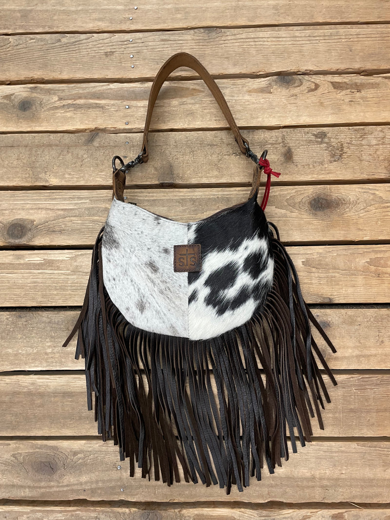 STS COWHIDE NELLIE FRINGE BAG