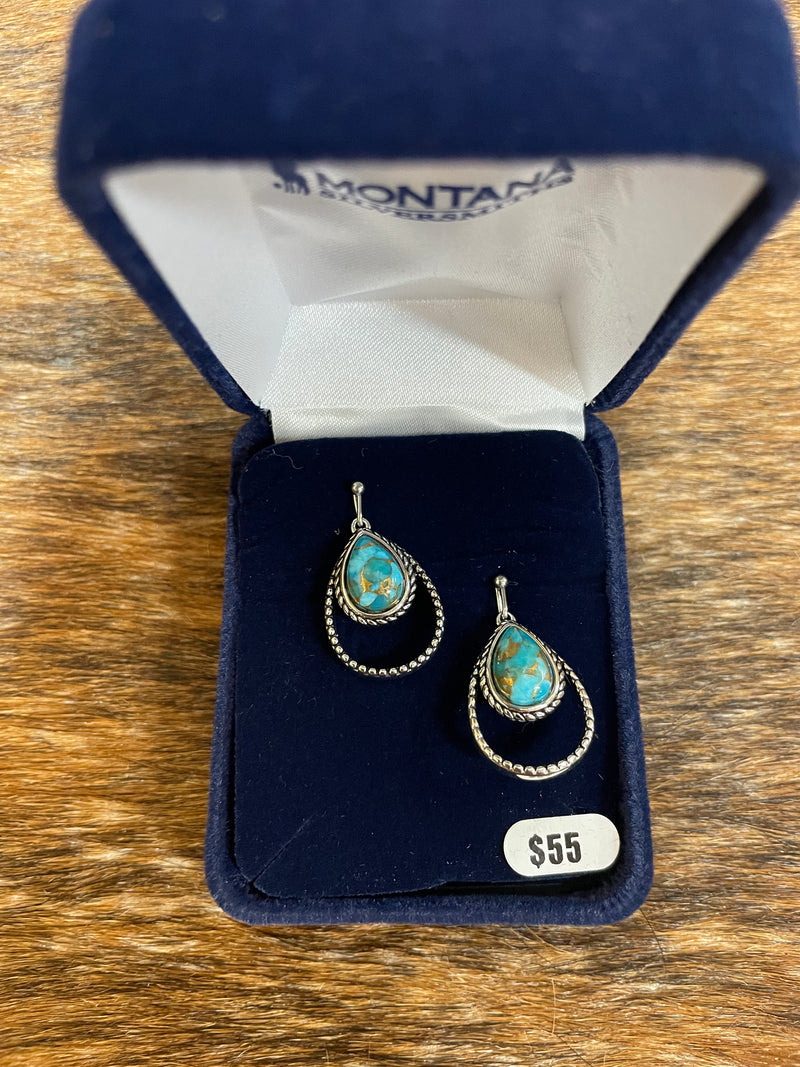 MS DOUBLE ROPE TURQUOISE EARRINGS