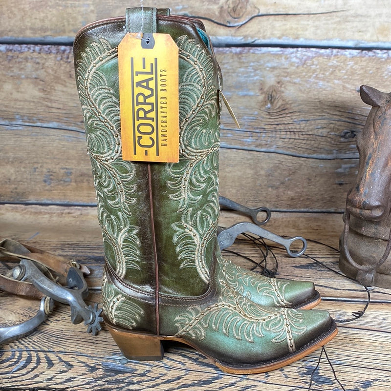 TURQUOISE & BROWN CORRAL BOOTS