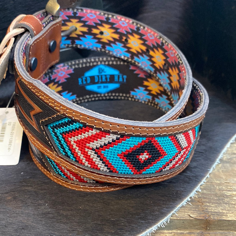 RED DIRT NEEDLEPOINT INLAY BELT