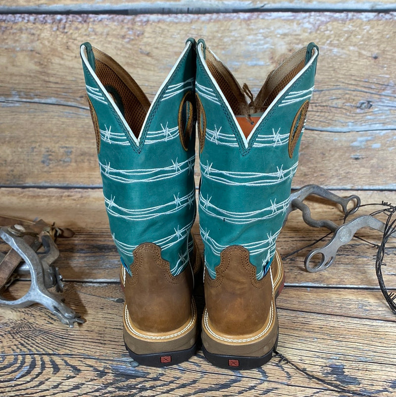 TWISTED X ALLOY TOE GREEN TOP BARBWIRE BOOT