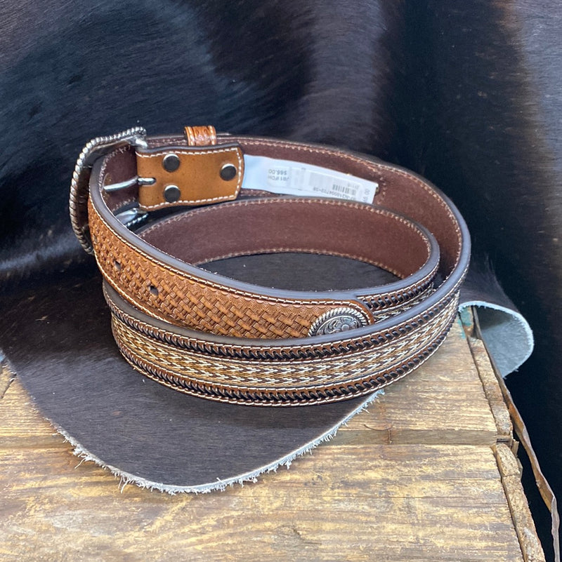 NOCONA BRAIDED INLAY BROWN BELT