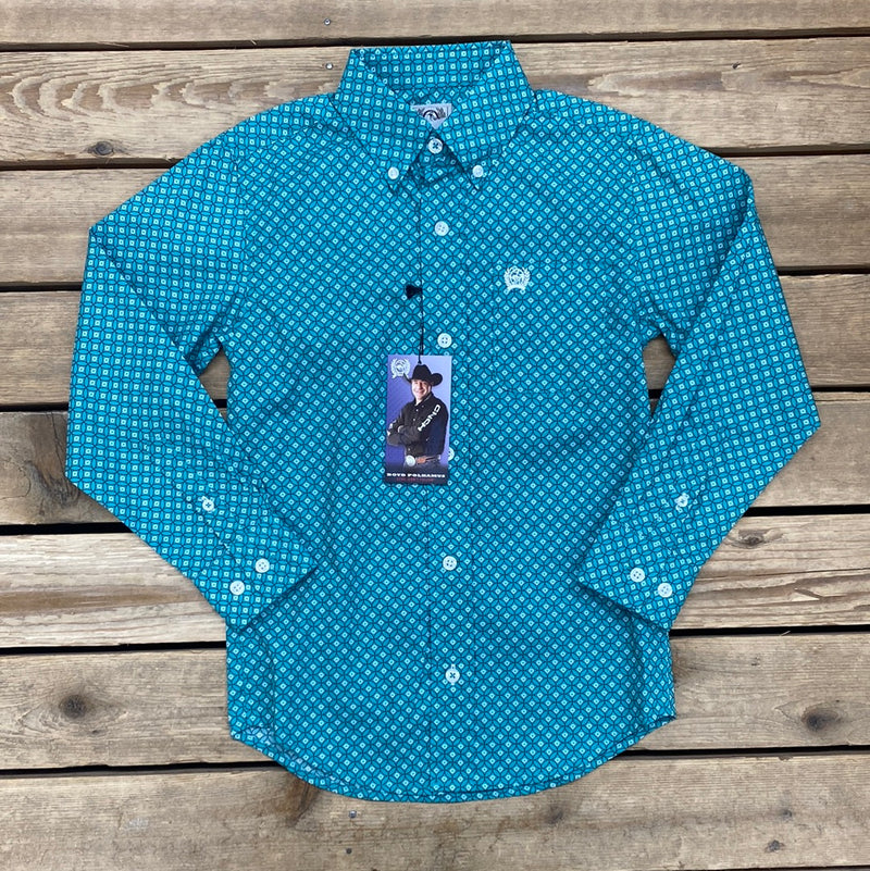 CINCH TURQUOISE BOYS SHIRT