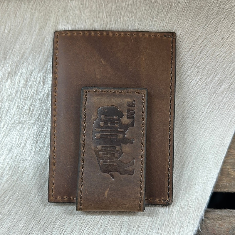 RED DIRT NATURAL BRINDLE CARD CASE WITH CLIP