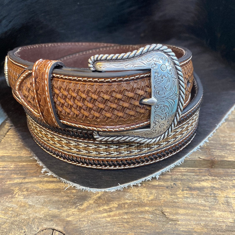 NOCONA BRAIDED INLAY BROWN BELT