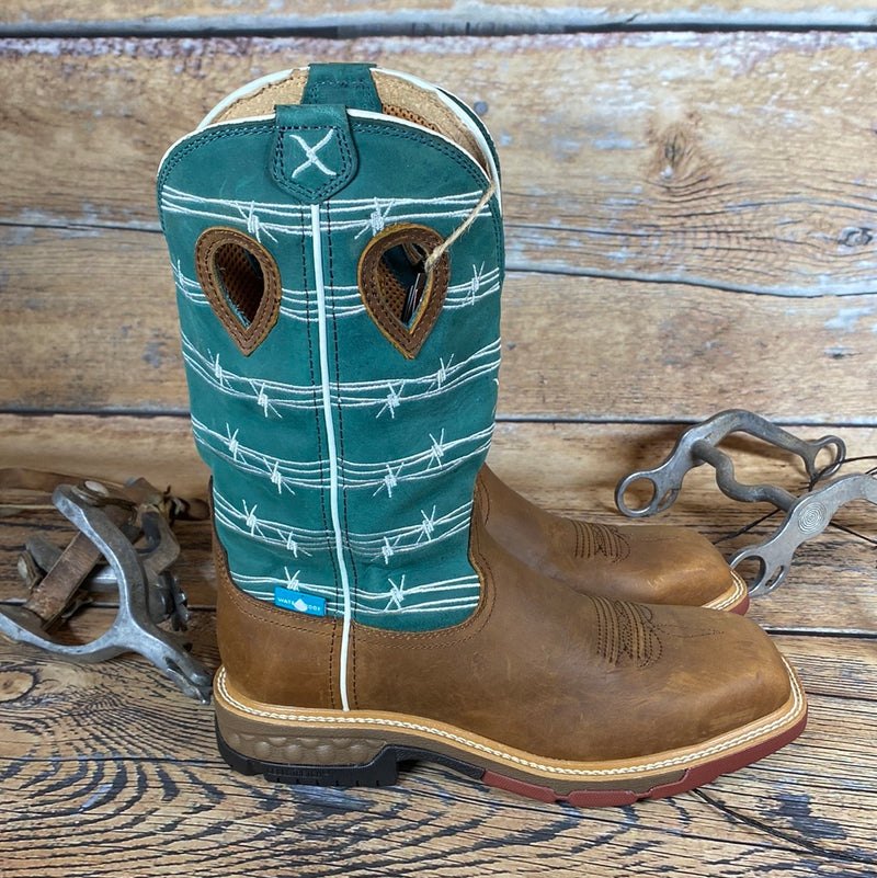 TWISTED X ALLOY TOE GREEN TOP BARBWIRE BOOT