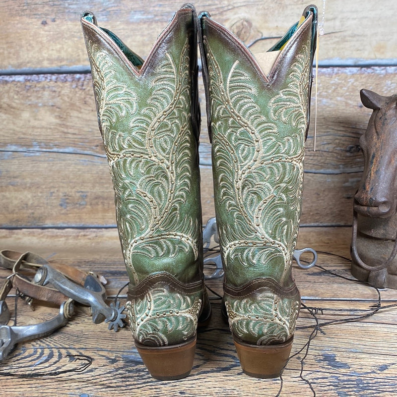 TURQUOISE & BROWN CORRAL BOOTS