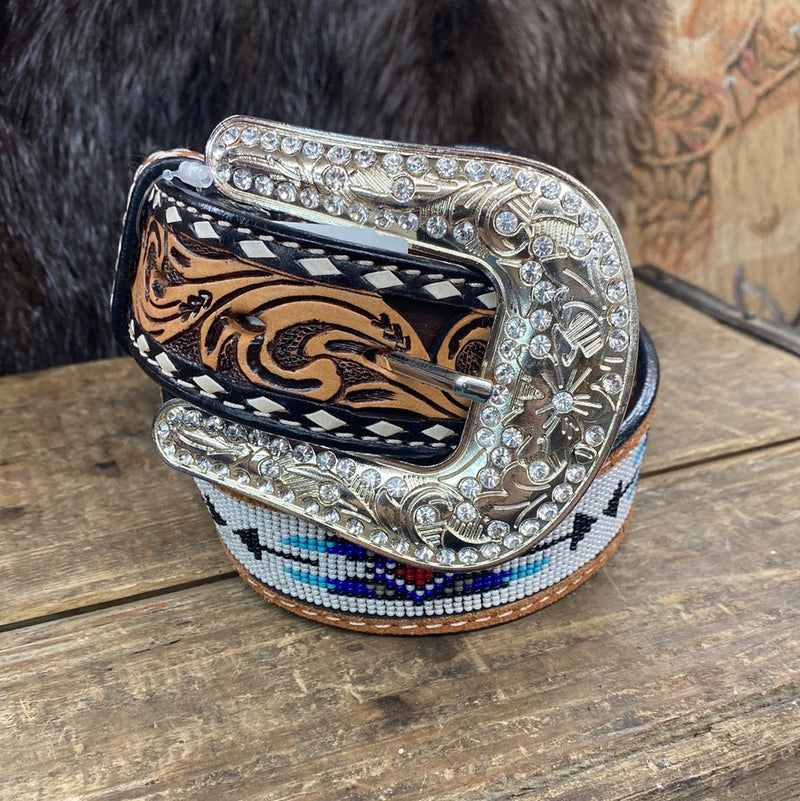 ARIAT TOOLED BEADED INLAY BELT