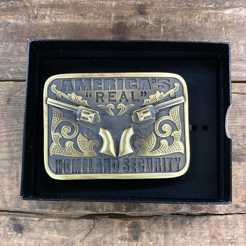 HOMELAND SECURITY BRONZE BELT BUCKLE