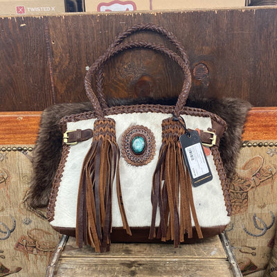 HAIRON TURQUOISE STONE FRINGE BAG