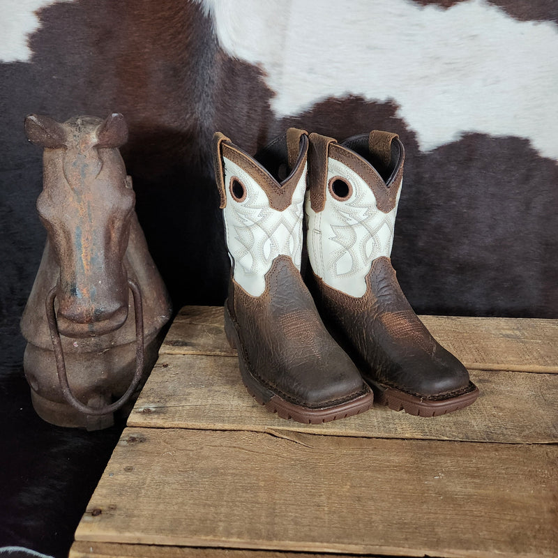 ROCKY LEGACY BROWN WHITE SQUARE TOE BOOT