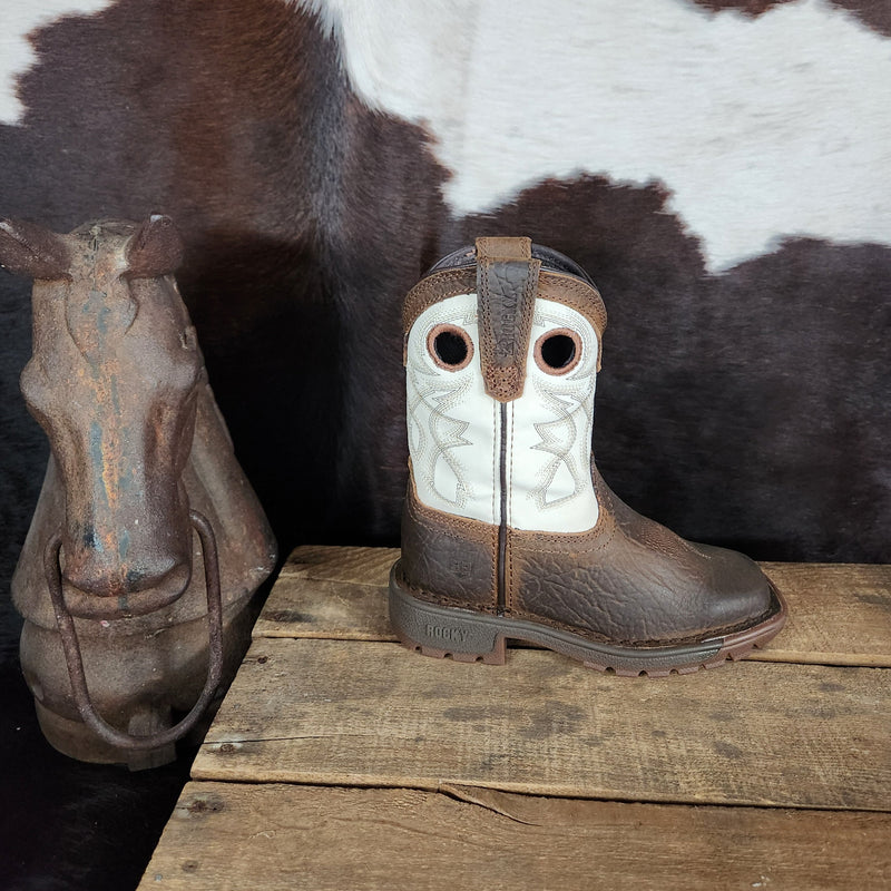 ROCKY LEGACY BROWN WHITE SQUARE TOE BOOT