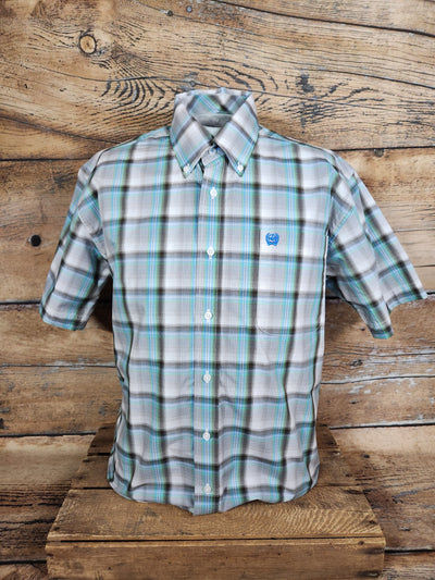 CINCH LIGHT BLUE PLAID SHIRT EXTENDED SIZES