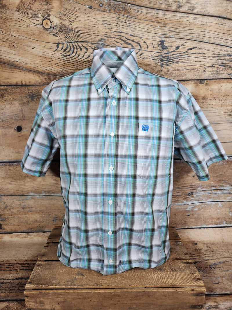 CINCH LIGHT BLUE PLAID SHIRT EXTENDED SIZES